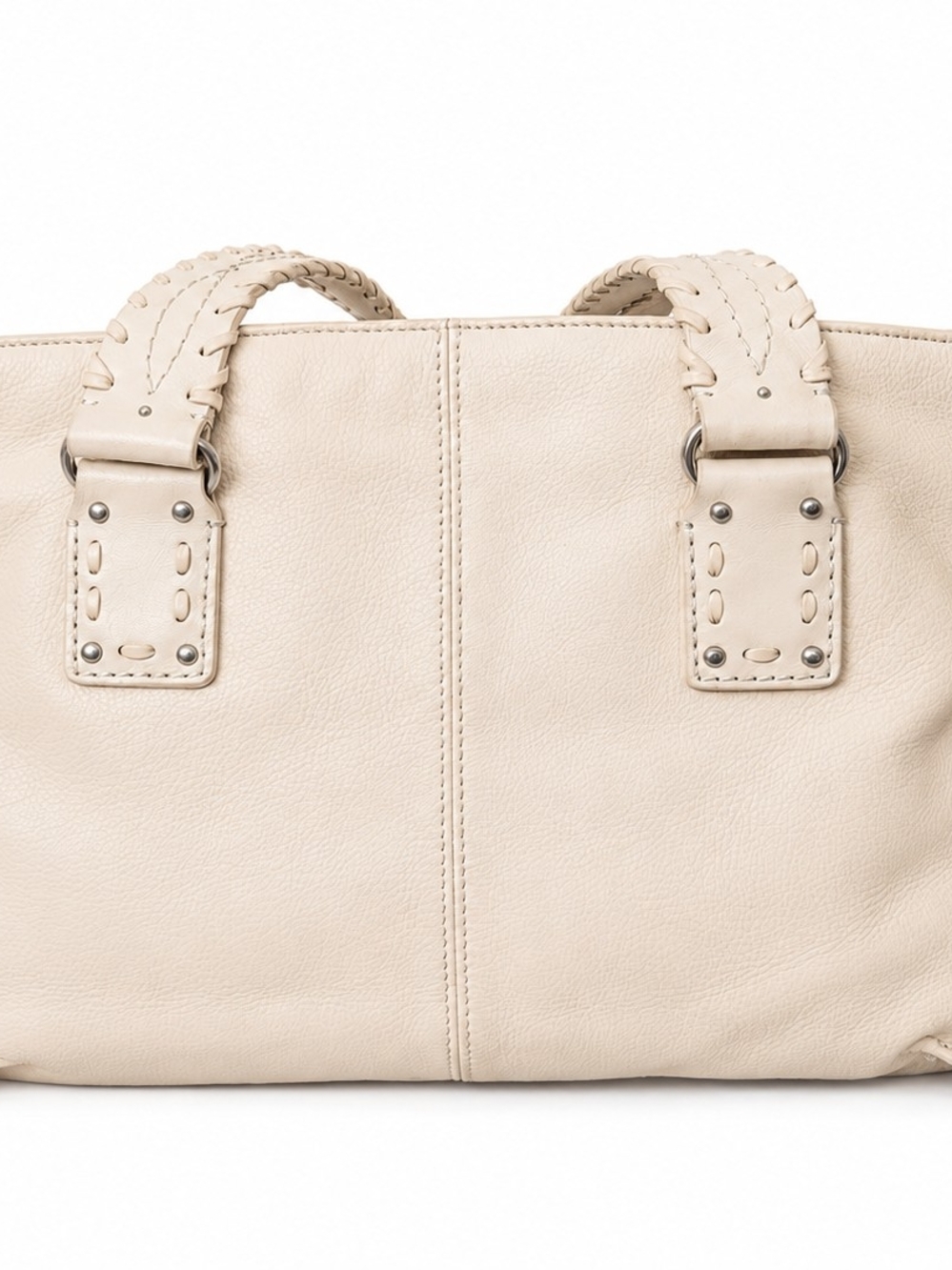 Michael Kors Cream Leather Tote/ShoulderBag with Braided Strap Silver Hardware - Picture 4 of 15